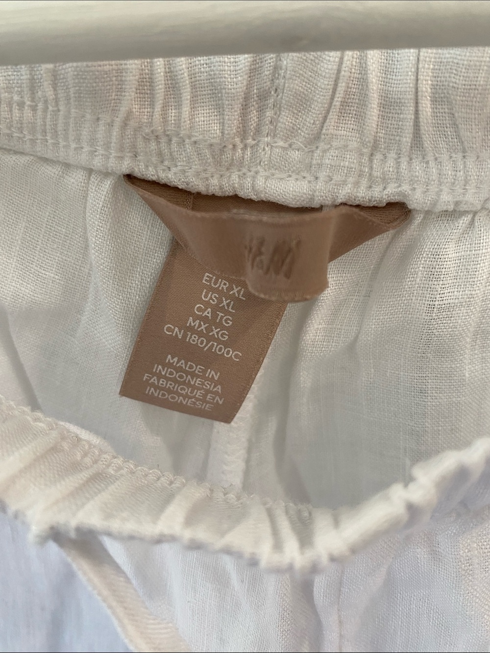 H&M White XL Linen Drawstring Chinos - Picture 2 of 3